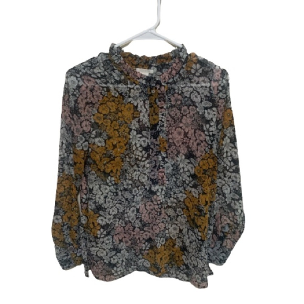 H&M Wide-cut Long Sleeve Floral Blouse Women’s Size 8